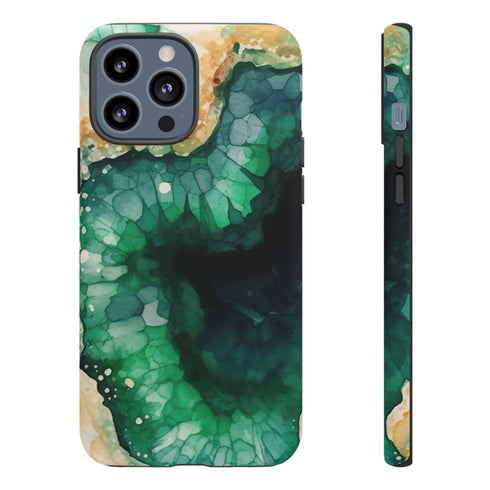 Green Geode in Watercolor - Impact Resistant Phone Case iPhone 13 Pro Max Matte